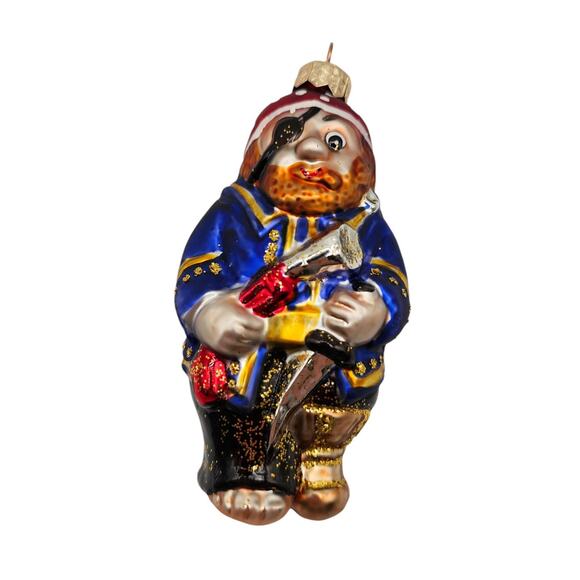 Old World Christmas Vintage Pirate with Peg Leg Glass Ornament Glitter Poland - Picture 1 of 6